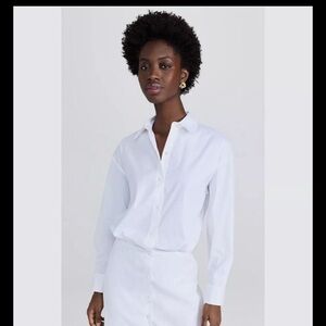 Theory Crisp White Long Sleeve Dress